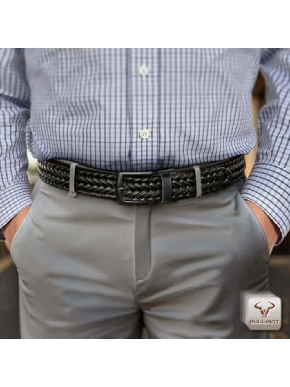 Stylish Men's Braided Leather Belt Set - 2 Pack, Gift Boxed, Adjustable Fit